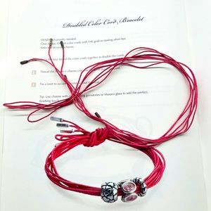 Authentic Pandora 3 Colored Jewelry Cords with silver tip & Pandora magazine